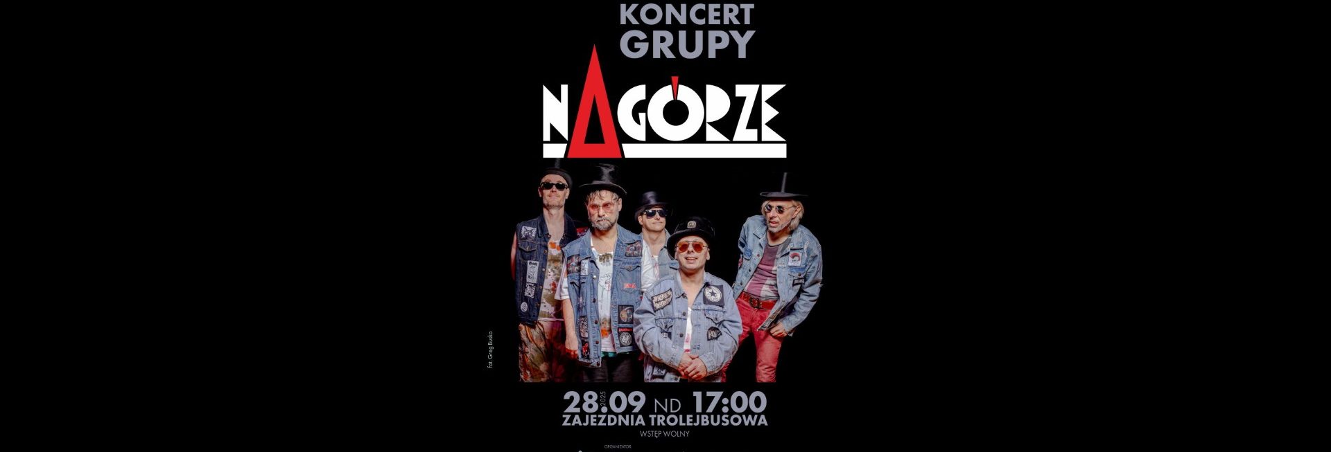 Plakat zapraszający w niedzielę 28 września 2025 r. do Olsztyna na koncert grupy Na Górze Olsztyn 2025. 