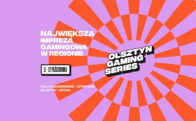 Plakat zapraszający w dniach 11-12 października 2025 r. do Olsztyna na Olsztyn Gaming Series Hala Urania Olsztyn 2025. 