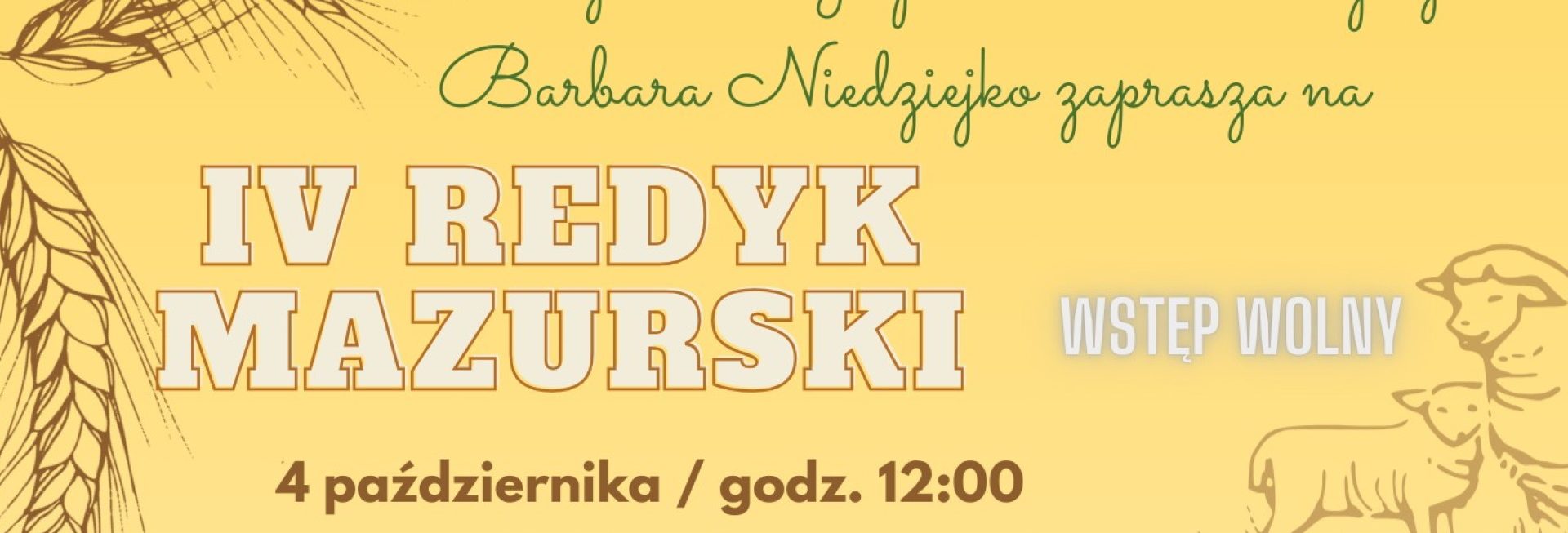 Plakat zapraszający w sobotę 4 października 2025 r. do miejscowości Sołdany w gminie Giżycko na Redyk Mazurski 2025 Mazurskie Gospodarstwo Ekologiczne Sołdany.
