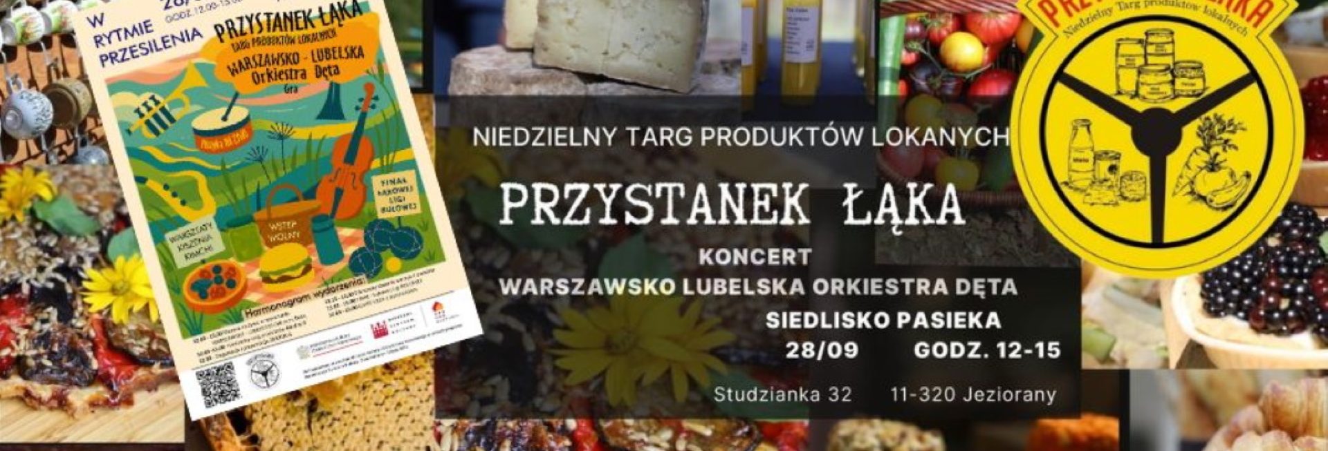 Plakat zapraszający w niedzielę 28 września 2025 r. do miejscowości Studzianka w gminie Jeziorany na festyn w Rytmie Przesilenia – Święto Plonów w Siedlisku Pasieka! Studzianka 2025.