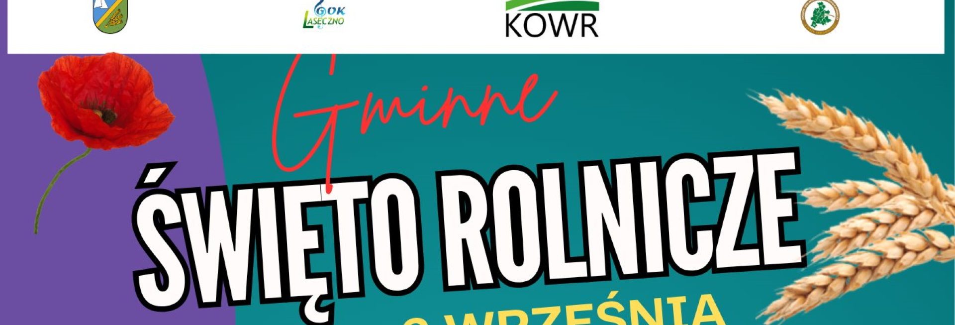 Plakat zapraszający w sobotę 6 września 2025 r. do miejscowości Szymbark w gminie Iława na Gminne Święto Rolnicze - Zamek Szymbark 2025.