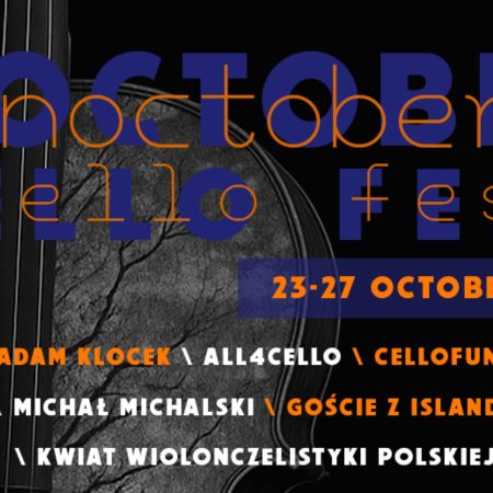Plakat zapraszający w sobotę 25 października 2025 r. do Barczewa na koncert Noctober Cello Fest Barczewo 2025.