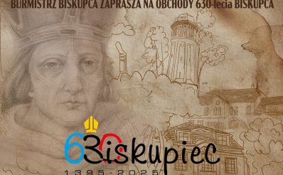 Plakat zapraszający w dniach 17-19 października 2025 r. do Biskupca na Obchody 630-Lecia Biskupca 2025.