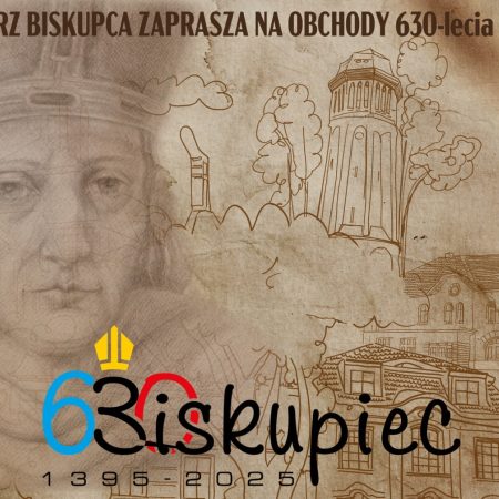 Plakat zapraszający w dniach 17-19 października 2025 r. do Biskupca na Obchody 630-Lecia Biskupca 2025.