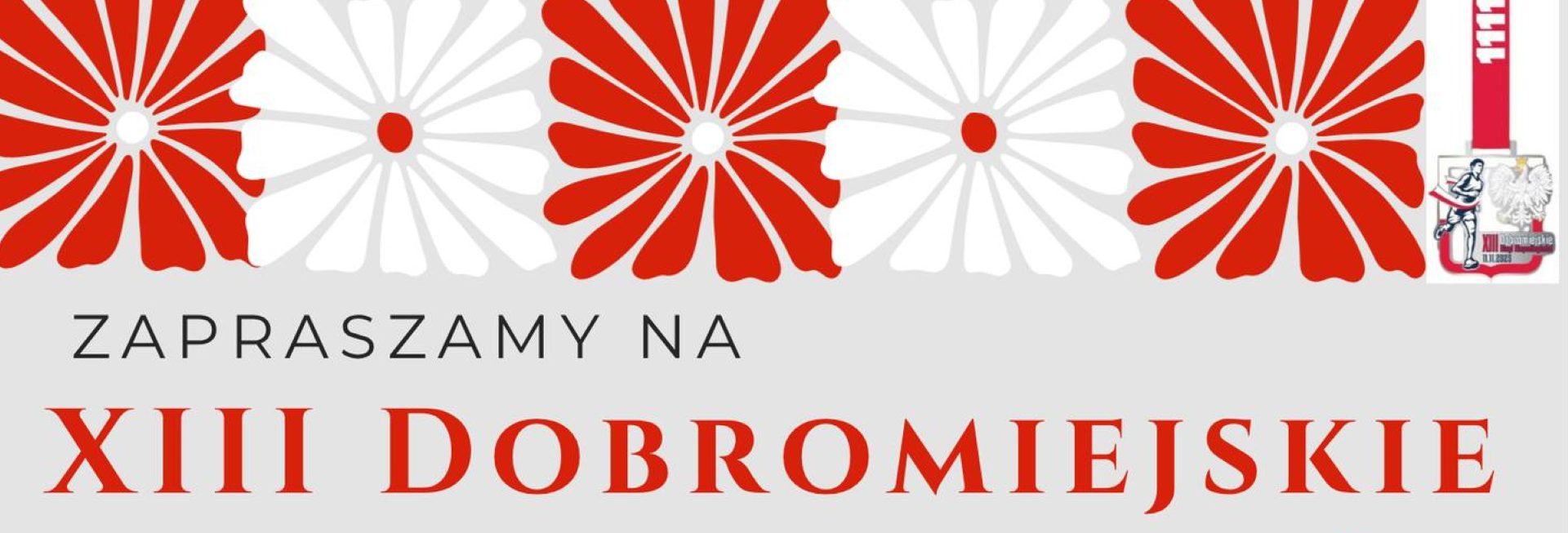 Plakat zapraszający w dniach 11-12 listopada 2025 r. do Dobrego Miasta na Dobromiejskie Biegi Niepodległości Dobre Miasto 2025. 