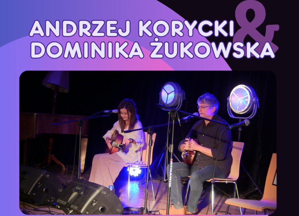 Plakat zapraszający w niedzielę 26 października 2025 r. do Gietrzwałdu na koncert Andrzeja Koryckiego i Dominiki Żukowskiej Gietrzwałd 2025. 