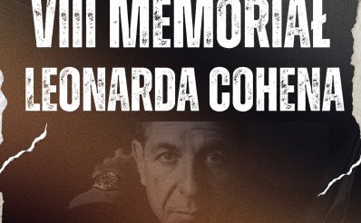 Plakat zapraszający w sobotę 8 listopada 2025 r. do Gietrzwałdu na koncert w ramach 8. Memoriału Leonarda Cohena Gietrzwałd 2025.