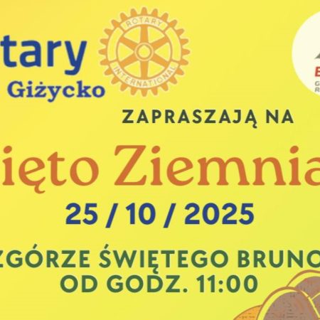Plakat zapraszający w sobotę 25 października 2025 r. do Giżycka na Święto Ziemniaka Giżycko 2025. 