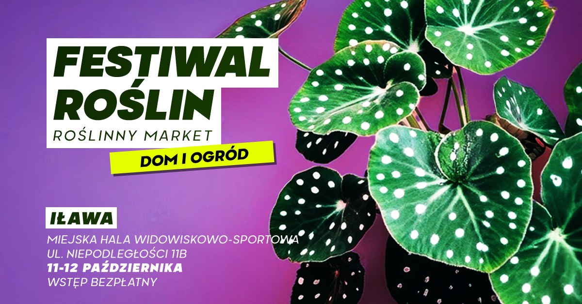 Plakat zapraszający w dniach 11-12 października 2025 r. do Iławy na Festiwal Roślin "Roślinny Market - Dom i Ogród" Iława 2025. 