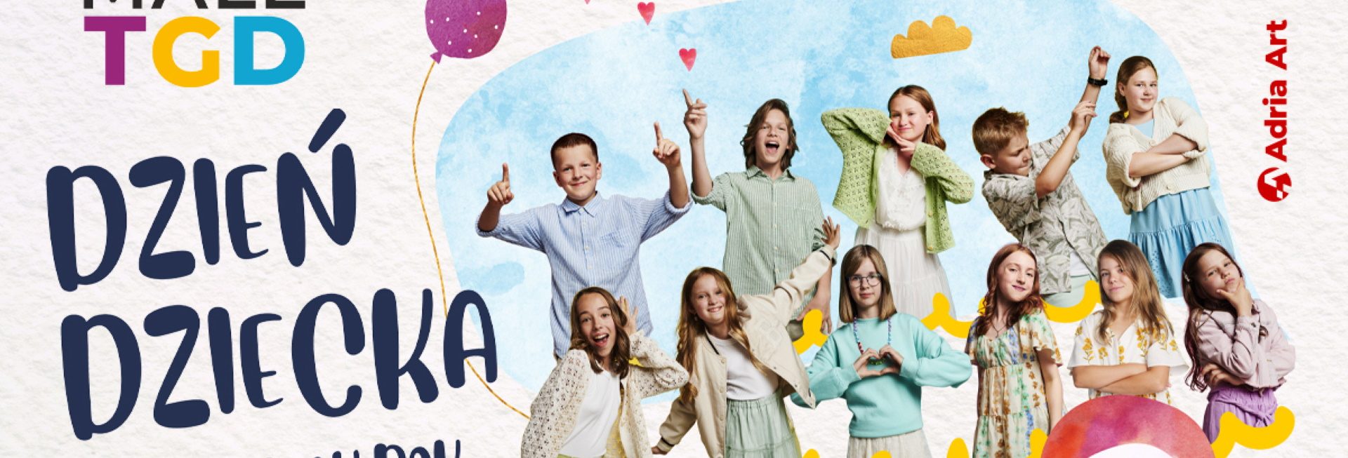 Plakat zapraszający w niedzielę 21 grudnia 2025 r. do Olsztyna na koncert Małe TGD "Dzień Dziecka przez cały rok" Hala Urania Olsztyn 2025. 