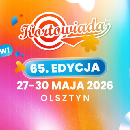 Plakat zapraszający w dniach 27-30 maja 2026 r. do Olsztyna na kolejną edycję święta studenckiego Kortowiada 2026.