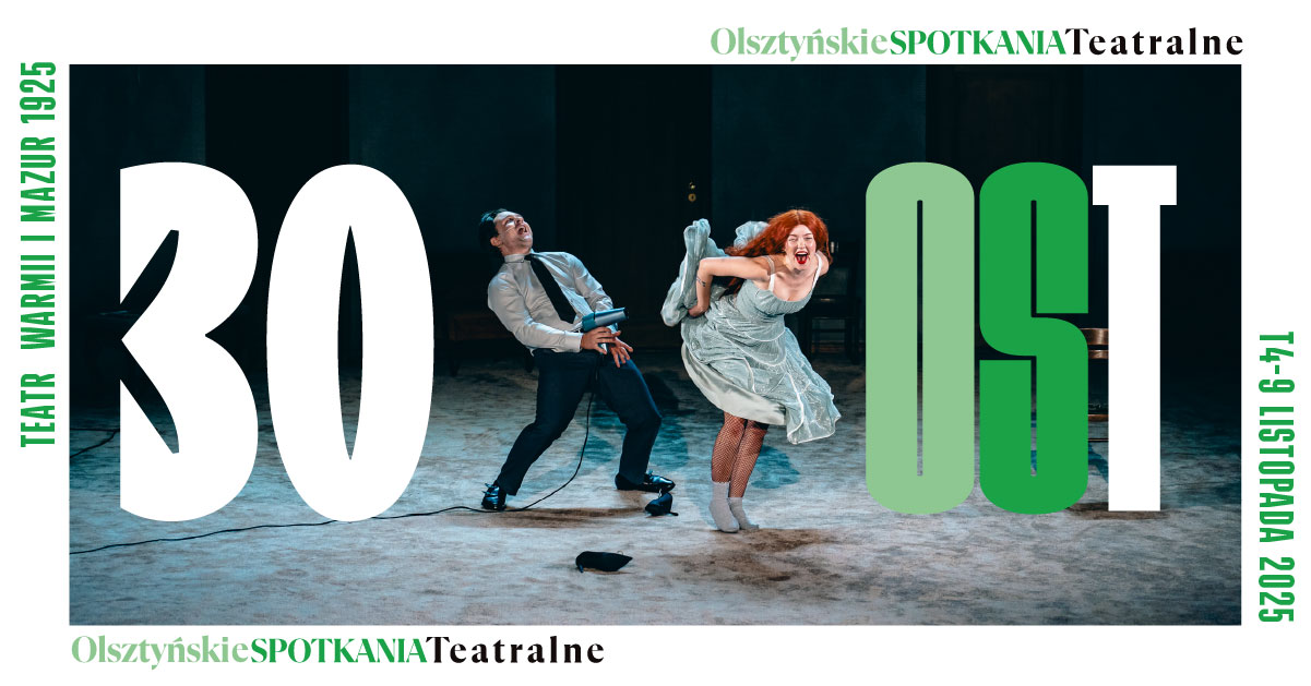 Plakat zapraszający w niedzielę 9 listopada 2025 r. do Teatru Jaracza w Olsztynie na spektakl teatralny "Hotel ZNP. Rękopis znaleziony w popielniczce" Teatr Jaracza Olsztyn 2025.