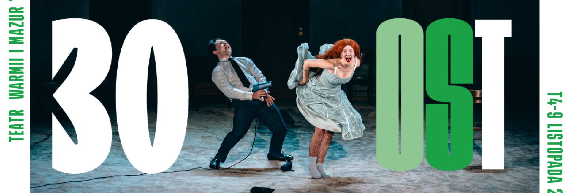 Plakat zapraszający w niedzielę 9 listopada 2025 r. do Teatru Jaracza w Olsztynie na spektakl teatralny "Hotel ZNP. Rękopis znaleziony w popielniczce" Teatr Jaracza Olsztyn 2025.