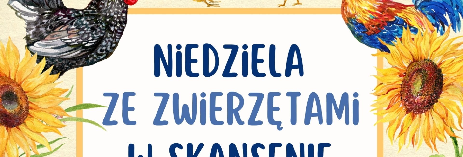 Plakat zapraszający w niedzielę 5 października 2025 r. do Olsztynka na Niedzielę ze Zwierzętami w Skansenie Olsztynek 2025.  