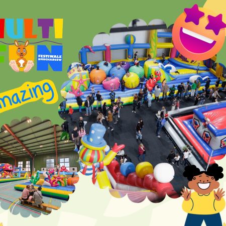 Plakat zapraszający w dniach 11-12 października 2025 r. do Ostródy na Festiwal Dmuchańców - Giga Frajda dla Twojego dziecka Ostróda 2025.