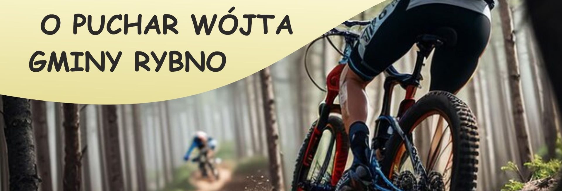 Plakat zapraszający w niedzielę 26 października 2025 r. do Rybna w powiecie działdowskim na 8. edycję Jesiennego Maratonu MTB o Puchar Wójta Gminy Rybno 2025.