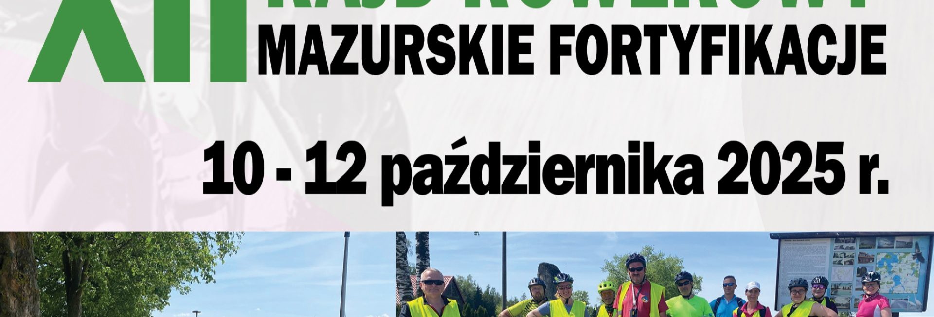 Plakat zapraszający w dniach 10-12 października 2025 r. do Wilkas Rajd Rowerowy „Mazurskie Fortyfikacje” Wilkasy 2025. 