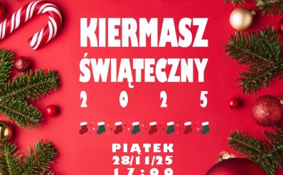 Plakat zapraszający w piątek 28 listopada 2025 r. do Dobrego Miasta na Kiermasz Świąteczny Dobre Miasto 2025. 