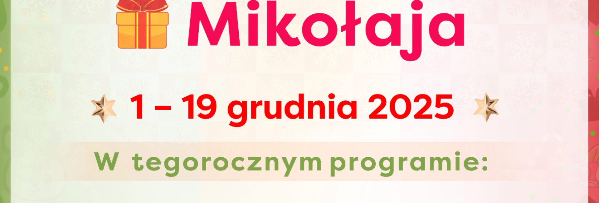Plakat zapraszający w dniach 1-19 grudnia 2025 r. do Giżycka do Chaty Świętego Mikołaja w Twierdzy Boyen Giżycko 2025, 