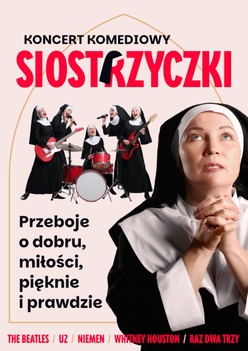 Plakat zapraszający w sobotę 7 lutego 2026 r. do Olsztyna na koncert komediowy "Siostrzyczki" Filharmonia Olsztyn 2026. 