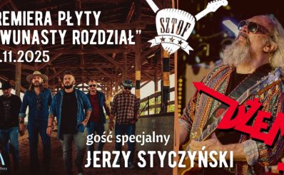 Plakat zapraszający w piątek 14 listopada 2025 r. do Ostródy na koncert Sztof & J. Styczyński (Dżem) Ostróda 2025. 