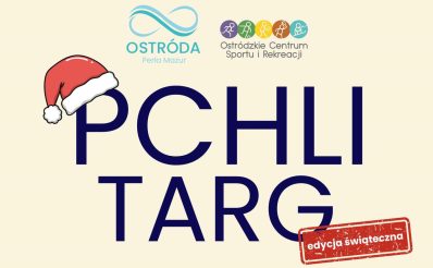 Plakat zapraszający w piątek 19 grudnia 2025 r. do Ostródy na Pchli Targ - Edycja Świąteczna Ostróda 2025.