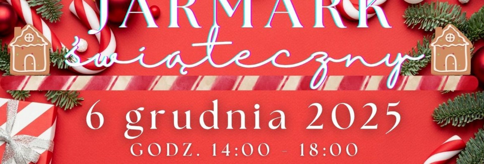 Plakat zapraszający w sobotę 6 grudnia 2025 r. do Pasłęka na Jarmark Świąteczny Pasłęk 2025.