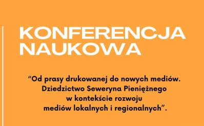 Plakat zapraszający w piątek 7 listopada 2025 r. do Pieniężna na Konferencję Naukową w Misyjnym Seminarium Duchownym Księży Werbistów Pieniężno 2025. 