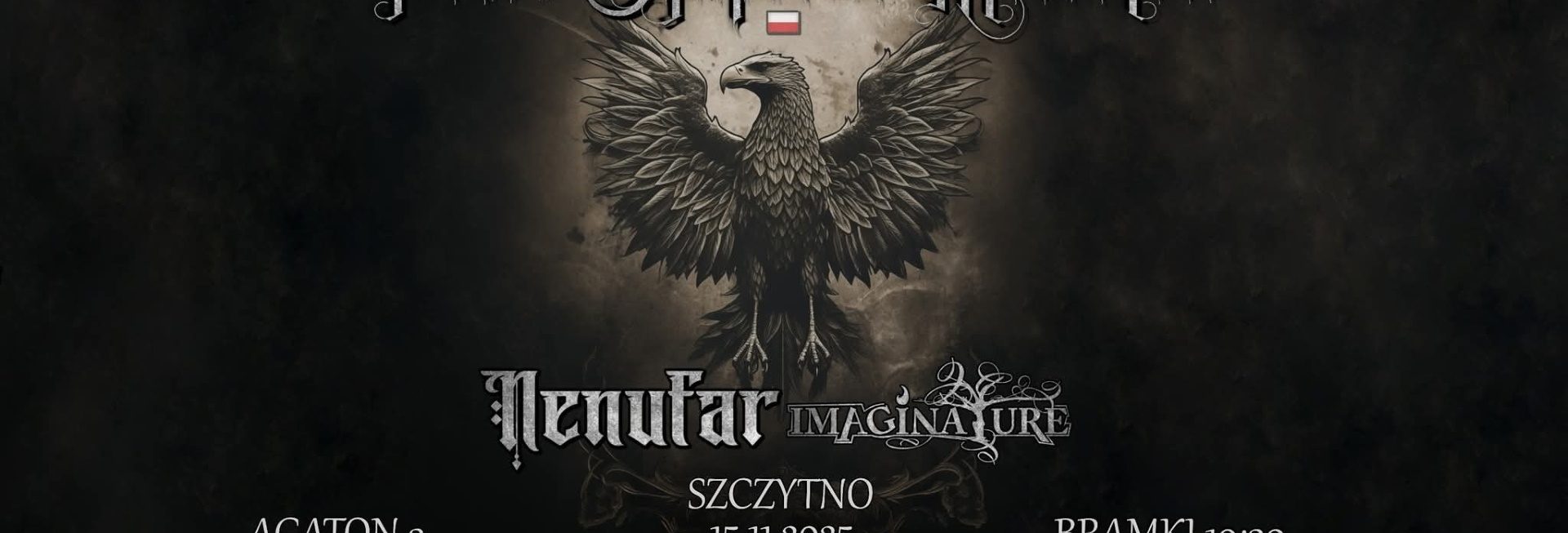 Plakat zapraszający w sobotę 15 listopada 2025 r. do Szczytna na koncert "Polish Symphonic Metal Tour" Szczytno 2025. 