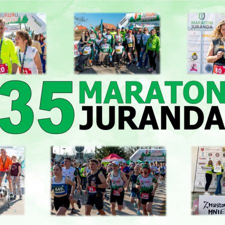 Plakat zapraszający w niedzielę 26 kwietnia 2026 r. do Szczytna i Lipowca na 35. edycję Maratonu Juranda 2026.