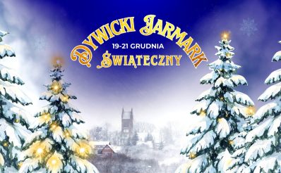 Plakat zapraszający w dniach 19-21 grudnia 2025 r. do Dywit na Dywicki Jarmark Świąteczny Dywity 2025. 