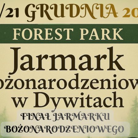 Plakat zapraszający w dniach 20-21 grudnia 2025 r. do Dywit na Jarmark Bożonarodzeniowy - Finał Dywity 2025. 