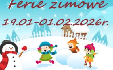 Plakat zapraszający w dniach od 19 stycznia do 1 lutego 2026 r. do Olsztyna na Ferie Zimowe Na Warmii i Mazurach 2026 w Pałacu Młodzieży Olsztyn.