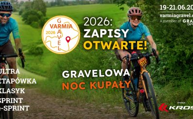 Plakat zapraszający w dniach 19-21 czerwca 2026 r. do gminy Stawiguda na Wyścig Varmia Gravel GRVL Gmina Stawiguda 2026.