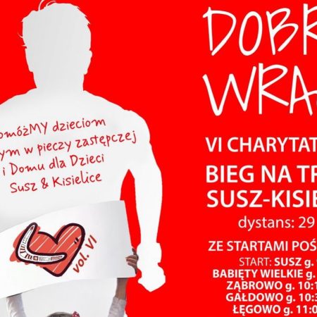 Plakat zapraszający w niedzielę 7 grudnia 2025 r. do miejscowości Susz na Charytatywny Bieg na Trasie Susz - Kisielice 2025.