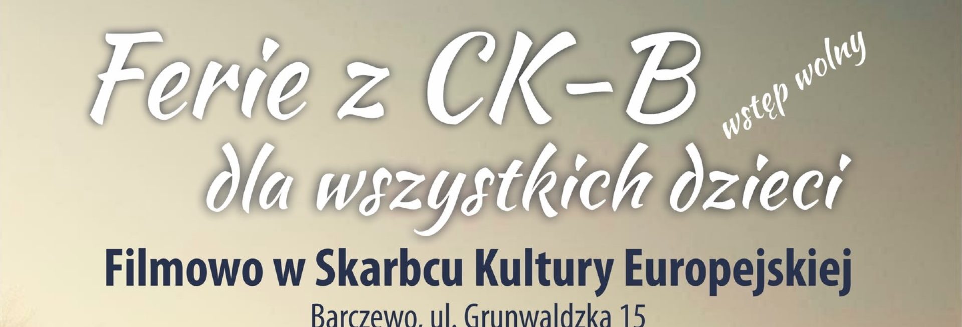 Plakat zapraszający w dniach 20-29 stycznia 2026 r. do Barczewa na ferie zimowe na Warmii i Mazurach 2026 "Ferie z Centrum Kulturalno-Bibliotecznym" Barczewo 2026.