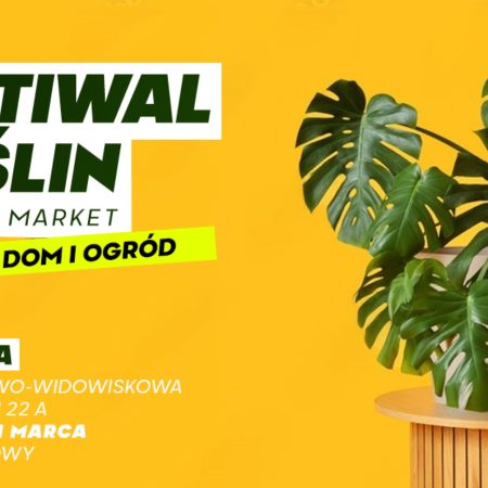 Plakat zapraszający w dniach od 28 lutego do 1 marca 2026 r. do Ostródy Festiwal Roślin - wielki market roślin w super cenach Ostróda 2026. 