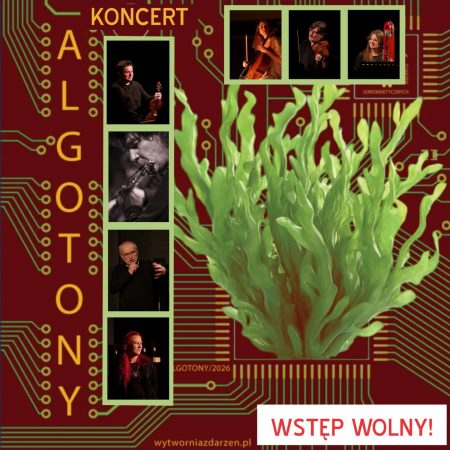 Plakat zapraszający w niedzielę 18 stycznia 2026 r. do Stawigudy na koncert Algotony Stawiguda 2026. 