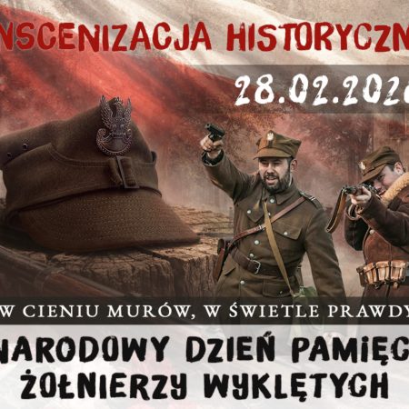 Plakat zapraszający w sobotę 28 lutego 2026 r. do Giżycka na inscenizację historyczną „W cieniu murów, w świetle prawdy” Twierdzy Boyen Giżycko 2026. 