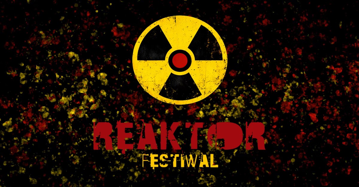 Plakat zapraszający w dniach 7-9 sierpnia 2026 r. do Giżycka na Reaktor Festiwal Muzyczny - Konkurs dla zespołów Giżycko 2026. 