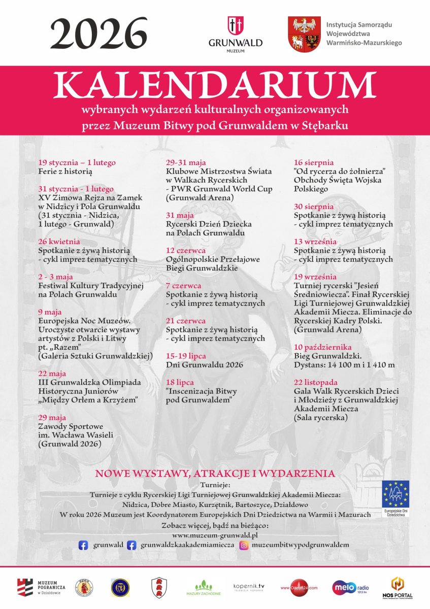 Grunwald. Kalendarz imprez organizowanych w roku 2026 w Grunwaldzie.