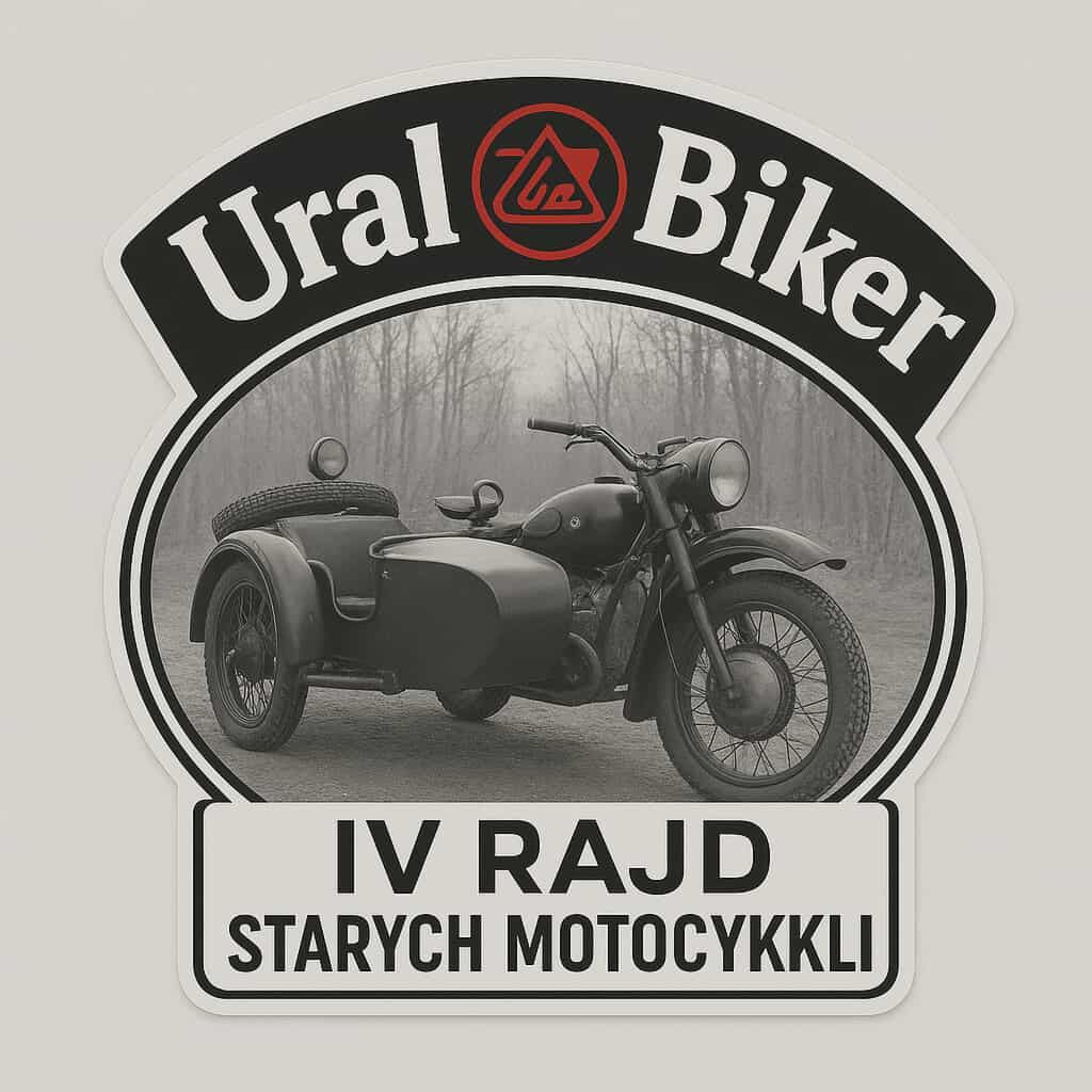 Plakat zapraszający w dniach 24-26 kwietnia 2026 r. Kiersztanowa koło Mrągowa na 4. edycję Rajdu Starych Motocykli Kiersztanowo 2026. 