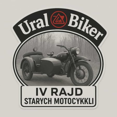 Plakat zapraszający w dniach 24-26 kwietnia 2026 r. Kiersztanowa koło Mrągowa na 4. edycję Rajdu Starych Motocykli Kiersztanowo 2026.