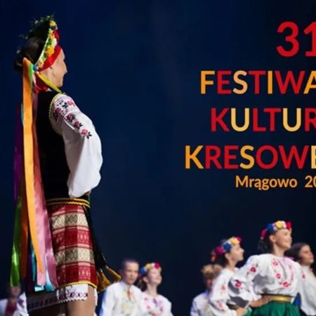 Plakat zapraszający w dniach 6-9 sierpnia 2026 r. do Mrągowa na 31. edycję Festiwalu Kultury Kresowej Mrągowo 2026. 