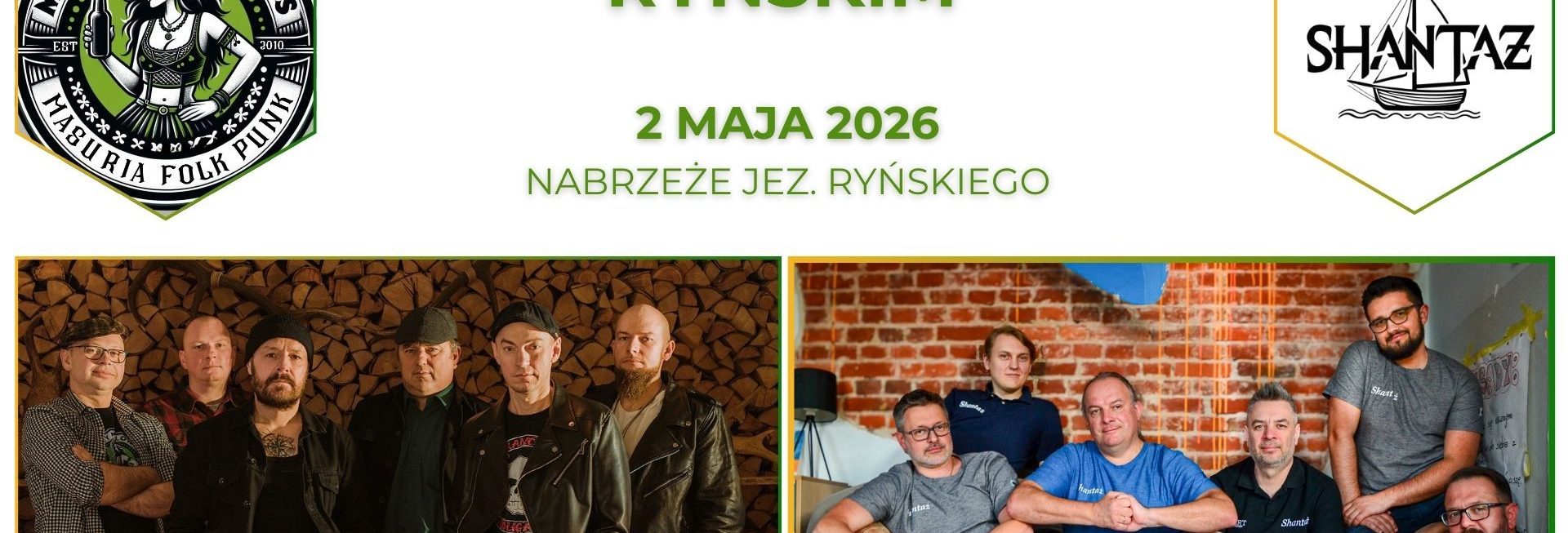 Plakat zapraszający w sobotę 2 maja 2026 r. do Rynu na Majówkę nad Jeziorem Ryńskim Ryn 2026.  