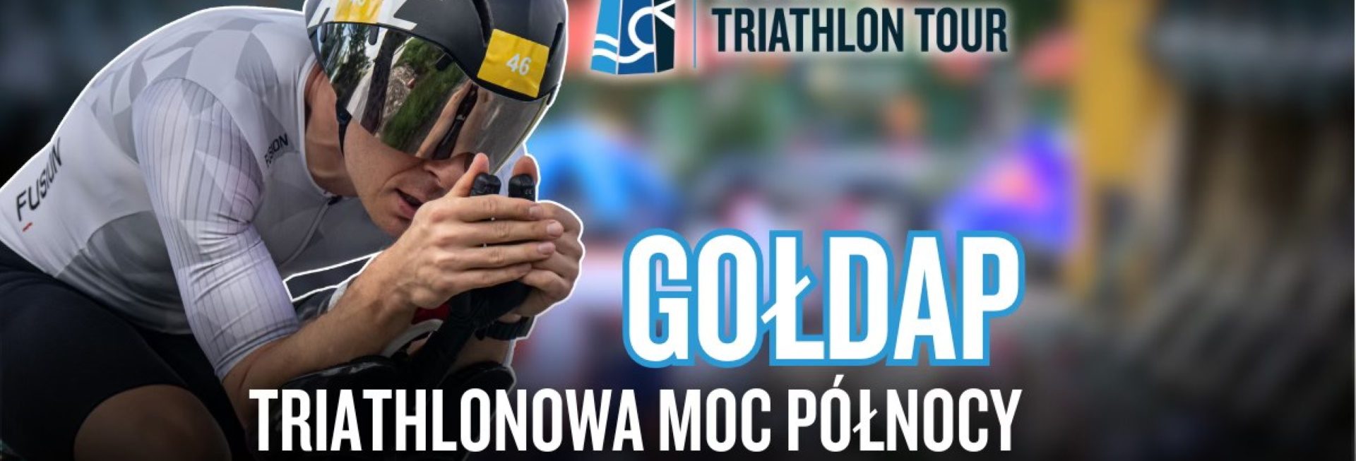 Plakat zapraszający w niedzielę 5 lipca 2026 r. do Gołdapi na wyścig Garmin Triathlon Tour Gołdap 2026.