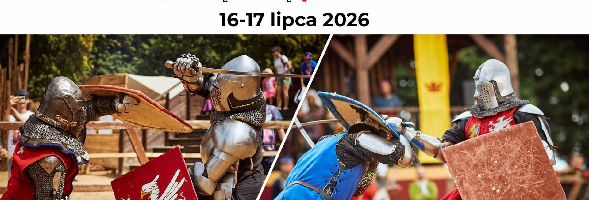Plakat zapraszający w dniach 16-17 lipca 2026 r. do Grunwaldu na Turniej Bojowy Miecza i Tarczy o Srebrny i Złoty Pas Grunwaldu - Dni Grunwaldu 2026.