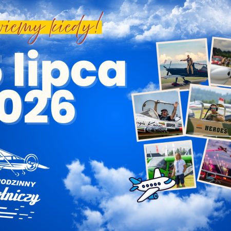 Plakat zapraszający w dniach 4-5 lipca 2026 r. do miejscowości Gryźliny w gminie Stawiguda na 12. edycję Rodzinnego Pikniku Lotniczego Gryźliny 2026.