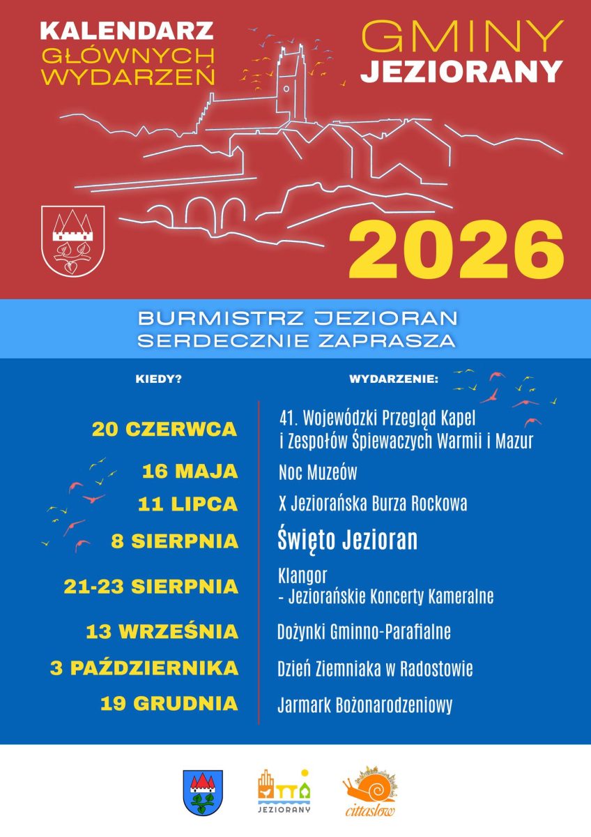 Kalendarz imprez i wydarzeń organizowanych w Jezioranach w roku 2026. 