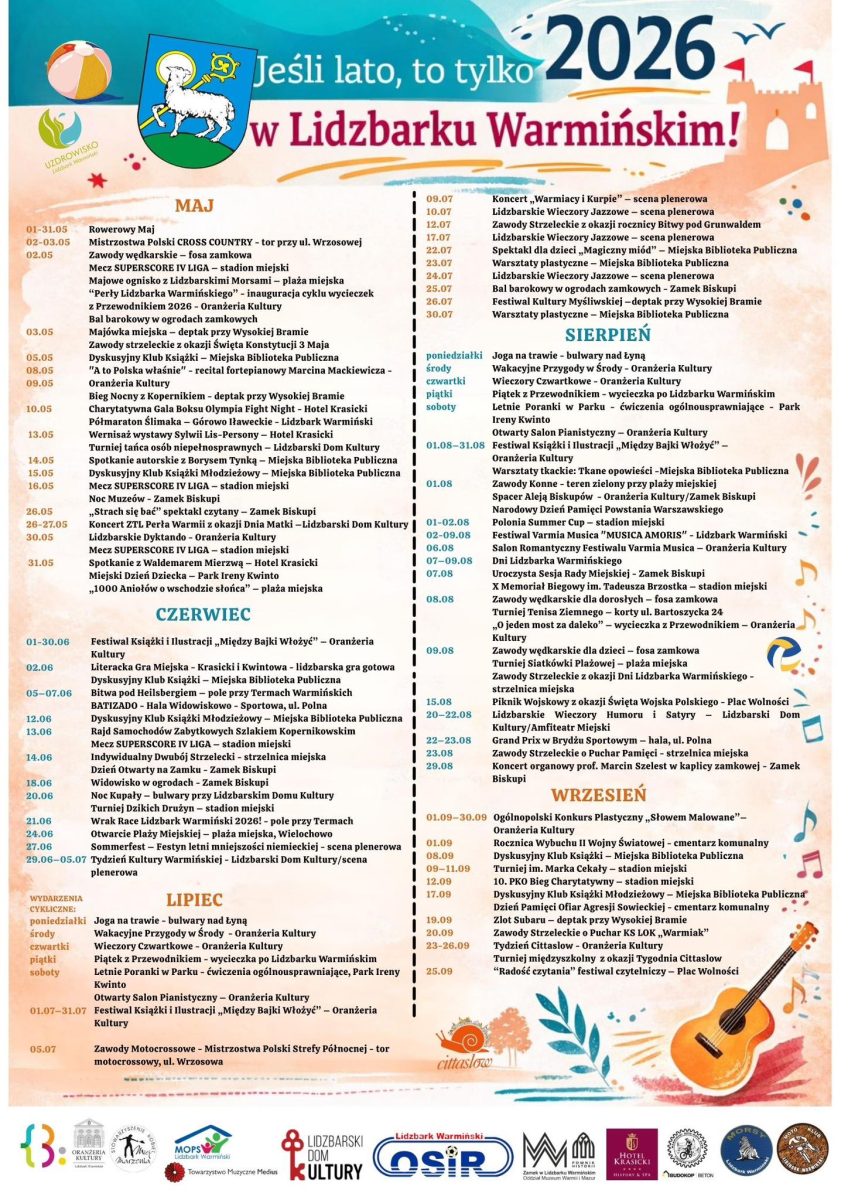 Kalendarz imprez i wydarzeń organizowanych w roku 2026 w Lidzbarku Warmińskim.